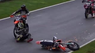 British Supermoto Cadwell Park 2022  Crashes sound and lots of wheelies [upl. by Anstus]