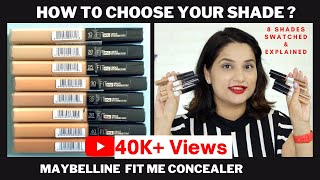 Maybelline Fit Me Concealer Swatches  Conceal Dark Circles amp Pigmentation  Monica India [upl. by Ynaffyt465]