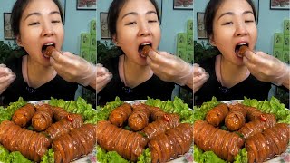 Coiled Lamb Intestines  ASMR quotbig bitequot MUKBANG [upl. by Lauer47]