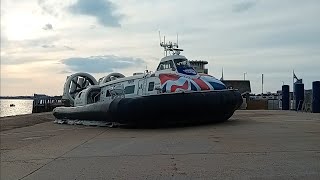 Hovercraft Arriving And Departing Southsea UK [upl. by Lahcear264]