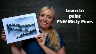 WATERCOLOR TUTORIAL  Misty Pine landscape of North Cascades National Park  PNW [upl. by Janette642]