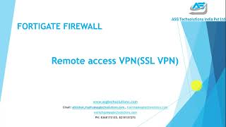 ASG  Fortigate  SSL VPN configuration  Hindi [upl. by Lahcear618]