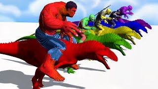 Colors Spiderman Riding Dinosaur Colours Supper Heroes For Kids  Learn Colors For Children toddlers [upl. by Derwood716]