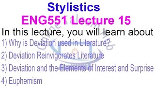 Stylistics  ENG551 Lecture 15 [upl. by Yesiad]