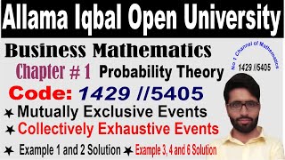 business mathematics chapter 1 mutually exclusive and collectively exhaustive events aiou 54051429 [upl. by Higgs]