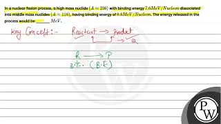 In a nuclear fission process a high mass nuclide A approx 236 with binding energy 7 [upl. by Aropizt]