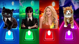 CUTE CAT LADY GAGA BLOODY MARY vs WEDNESDAY and SHAKIRA and WAKA WAKA COOL CAT in TILES HOP EDM RUSH [upl. by Regni]