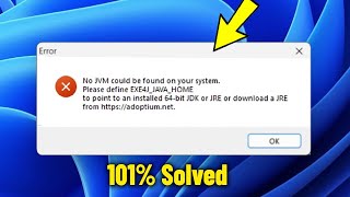 No JVM could be found on your system in Windows 11  10  8 7  How To Fix Error Install Program ✅ [upl. by Maeve621]