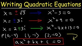 Writing Quadratic Equations In Standard Form Given The Solution [upl. by Bills]