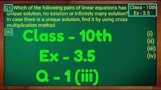 Class  10th Ex  35 Q1 iii Maths Pair of Linear Equations in Two Variables NCERT CBSE [upl. by Imogene]