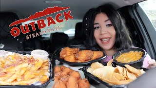 OUTBACK STEAKHOUSE MUKBANG aussie fries kookaburra wings steakhouse mac amp cheese bites [upl. by Abehs]