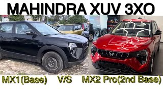 Mahindra XUV 3XO MX2 Pro 2nd Base and MX1 Comparison  Walkaround Specs OnRoad Rates Engines etc [upl. by Neenaj]