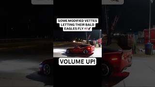 SOME MODIFIED VETTES LETTING IT RIP LEAVING THE CAR MEET chevrolet corvette cammed racecar c6 [upl. by Rediah]