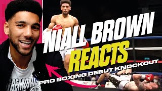 Pro Boxer Niall Brown reacts to his £500 Knockout Professional Boxing Debut [upl. by Haraz]