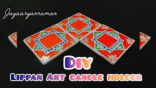 How to Make a Candle Holder 🪔 Lippan Art on Candle Holder  Diy Candle Holder [upl. by Sadnac]