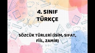 4 SINIF  SÖZCÜK TÜRLERİ İSİM FİİL SIFAT ZAMİR [upl. by Marrin3]