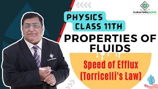 Class 11th – Speed of Efflux Torricellis Law  Properties of Fluids  Tutorials Point [upl. by Lillith960]