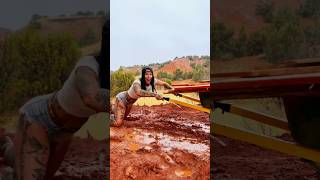 ⚠️ slippery when wet⚠️ How to “properly” work in the rain and mud😅 construction country funny [upl. by Nylle]