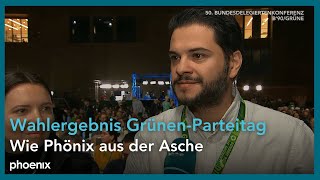 GrünenParteitag Delegierten Hallass Akin und Kamm zum Wahlergebnis der Vorstandswahl B90Grüne [upl. by Anibor355]