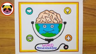 world mental health day drawing  world mental health day poster  world mental health drawing easy [upl. by Anoved558]