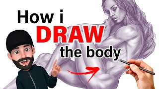 How to draw female muscular body from sketch to finish My drawing and shading technique [upl. by Janeen]