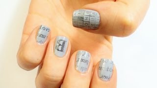 Tırnak Süsleme Sanatı  Kolay Gazete Baskılı Oje Deseni Basic Newspaper Nail Art [upl. by Herra]