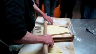 Making Spaghetti alla Chitarra Part 2  Using quotLa Chitarraquot [upl. by Asilec]