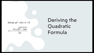 How to Derive the Quadratic Formula from the General Form  StepbyStep Explanation [upl. by Llerruj920]