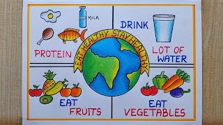 National Nutrition Week Poster drawing World Food Day drawing Healthy Diet chart DrawingFood chat [upl. by Ajiam]