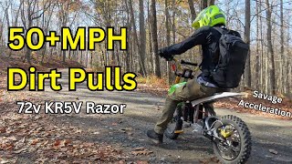 Testing my 72v Razors Performance on Dirt ITS CRAZY FAST  KR5V Motor amp 1412 Pitbike Wheels [upl. by Ecnav]