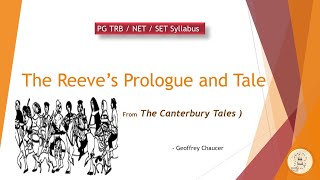 The Reeves Prologue and Tale  The Canterbury Tales  Geoffrey Chaucer  PG TRB NET SET  in Tamil [upl. by Buonomo938]