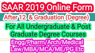 SAAR 2019 Online Application form for all degree [upl. by Enrico]