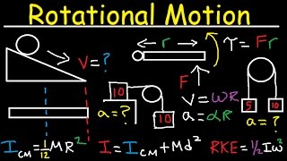 Torque Moment of Inertia Rotational Kinetic Energy Pulley Incline Angular Acceleration Physics [upl. by Ecar]