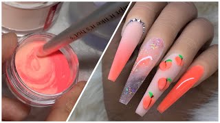 Mixing Acrylics To Create 3D Peach Nails  Nail Art Tutorial [upl. by Mairem200]