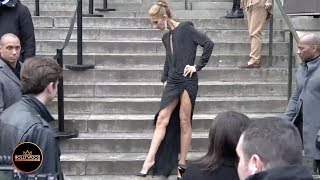 Celine Dions Awesome OvertheTop Arrival to the Alexandre Vauthier Fashion Show [upl. by Kyred]