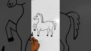 Horse drawing easy  how to draw a horse easy  simple horse drawing  easy horse drawing shorts [upl. by Annawik]