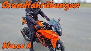 Grundfahrübungen mit der KTM RC 125  Bremstest KTM RC 125 vs Piaggio MP3 400 [upl. by Arramahs]