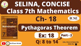 Class 7 ICSE  Selina Math  Ch18 Pythagoras Theorem Ex 18 Q 8 to 14 BrilliantMindsEducation [upl. by Yud]