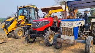 Jcb 3dx Backhoe Loader Machine Loading Red Soil In Mahindra and Swaraj Tractor  Jcb and Tractor [upl. by Pavel388]