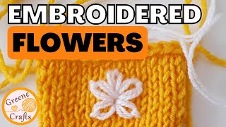 How to Embroider a Tiny Flower on Knitting  Embroidery Tutorial [upl. by Winwaloe]