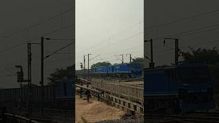 Indias most powerful Locomotive WAG12B Honking and Pulling Goods Train shorts wag12b train [upl. by Llerrahs853]