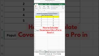 How to Population Calculate Covariance in Excel excel excelshorts exceltricks [upl. by Asha209]