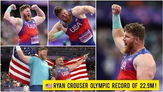 🇺🇸 USAs Ryan Crouser backtobacktoback gold in shot put Paris Olympics 2024 Highlights [upl. by Erodisi]