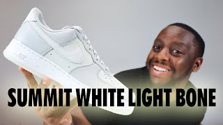 Air Force 1 LV8 Light Bone Summit White On Foot Sneaker Review QuickSchopes 689 Schopes FN5832 001 [upl. by Ecinreb]