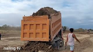 Super 10 wheeler dump truck Shacman H 3000 unloading soil [upl. by Sansen]