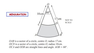 OAB is a sector of a circle center O radius 17 cm OCD is a sector of a circle center O radius [upl. by Htrag]