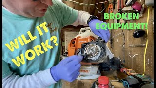 Turning STIHL BR800c From A Side Start To A Pull Start [upl. by Cort255]