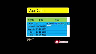 🙂🙂Age Calculator in Excel 🔸DATEDIF 🔸Excel Age Formula🔸 Excel Tips  no copyrights BharathUjire🔊🔊 [upl. by Sesmar]