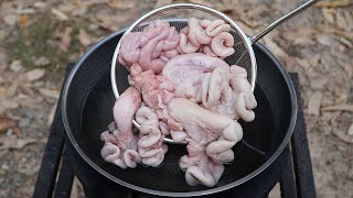 Fried Chitterlings Recipe  How to Cook Chitlins in my Village [upl. by Eisset]