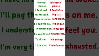 Normal Phrase Vs Idiomatic Phrase english englishgrammar idioms phrases shorts englishacademy [upl. by Markos111]